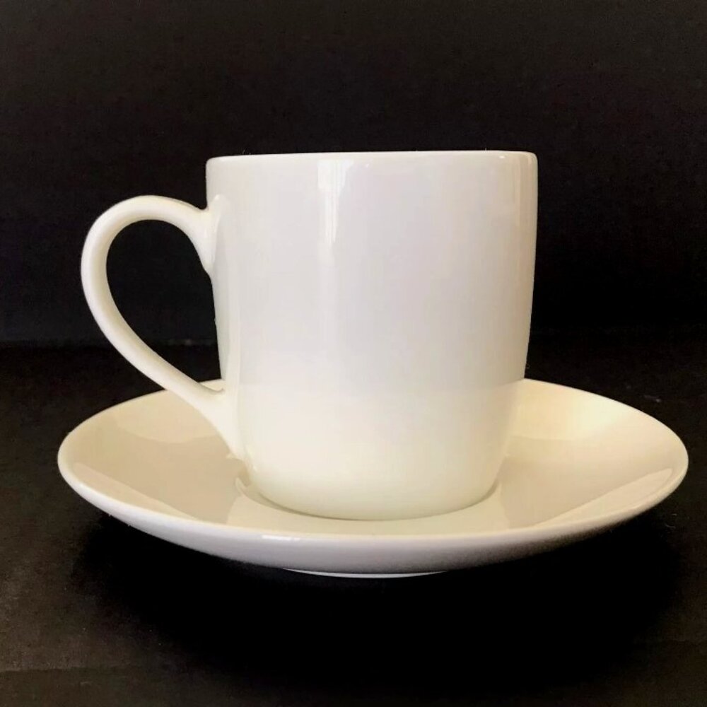 NIB White Fine China Teacup Cup Saucer Set TupperLiving by Tupperware New